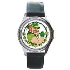 St  Patricks Day Round Metal Watch by Valentinaart