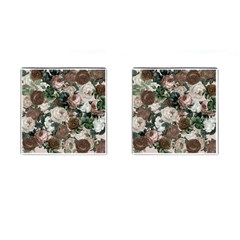 Rose Bushes Brown Cufflinks (square) by snowwhitegirl