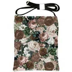 Rose Bushes Brown Shoulder Sling Bags by snowwhitegirl