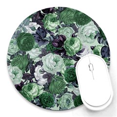 Rose Bushes Green Round Mousepads by snowwhitegirl