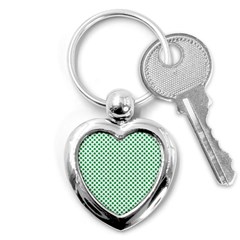 Green Shamrock Clover On White St  Patrick s Day Key Chains (heart)  by PodArtist