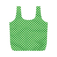 White Heart-shaped Clover On Green St  Patrick s Day Full Print Recycle Bags (m)  by PodArtist