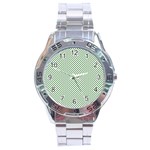 Shamrock 2-Tone Green on White St.Patrick’s Day Clover Stainless Steel Analogue Watch Front