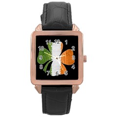 Irish Clover Rose Gold Leather Watch  by Valentinaart