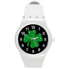 Sparkly Clover Round Plastic Sport Watch (m) by Valentinaart