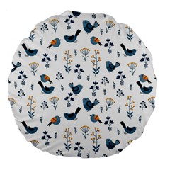 Spring Flowers And Birds Pattern Large 18  Premium Round Cushions by TastefulDesigns