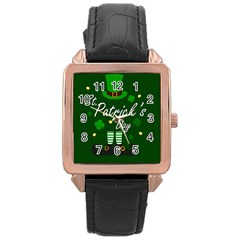 St Patricks Leprechaun Rose Gold Leather Watch  by Valentinaart