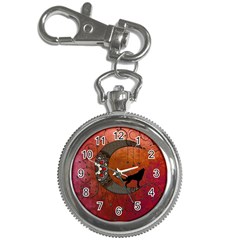 Black Wolf On Decorative Steampunk Moon Key Chain Watches by FantasyWorld7