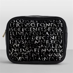 Antique Roman Typographic Pattern Mini Toiletries Bags by dflcprints