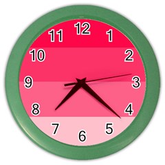 Pink Scarlet Gradient Stripes Pattern Color Wall Clocks by yoursparklingshop