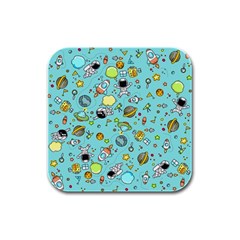 Space Pattern Rubber Square Coaster (4 Pack)  by Valentinaart