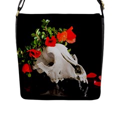 Animal Skull With A Wreath Of Wild Flower Flap Messenger Bag (l) 