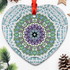 Hearts In A Decorative Star Flower Mandala Ornament (heart) by pepitasart