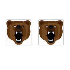 Bear Brown Set Paw Isolated Icon Cufflinks (square) by Nexatart