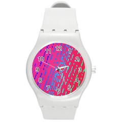 Background Desktop Mosaic Raspberry Round Plastic Sport Watch (m) by Sapixe