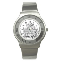 Line Art Architecture Church Italy Stainless Steel Watch by Sapixe