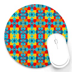 Pop Art Abstract Design Pattern Round Mousepads by Sapixe