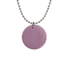 Usa Flag Red And Flag Blue Narrow Thin Stripes  Button Necklaces by PodArtist