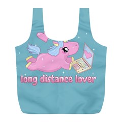 Long Distance Lover - Cute Unicorn Full Print Recycle Bags (l)  by Valentinaart