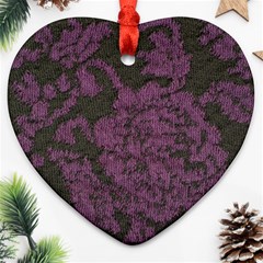 Purple Black Red Fabric Textile Heart Ornament (two Sides) by Sapixe