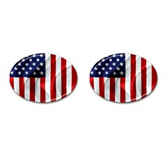 American Usa Flag Vertical Cufflinks (oval) by FunnyCow