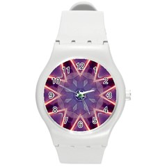 Abstract Glow Kaleidoscopic Light Round Plastic Sport Watch (m) by Nexatart