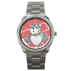 Bulldog Dog Animal Pet Heart Fur Sport Metal Watch by Sapixe