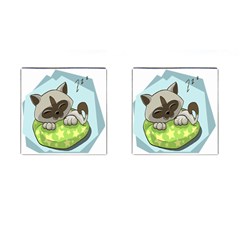 Kitten Kitty Cat Sleeping Sleep Cufflinks (square) by Sapixe