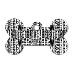 Creative Retro Black And White Abstract Vector Designs By Kiekie Strickland Dog Tag Bone (one Side) by flipstylezfashionsLLC