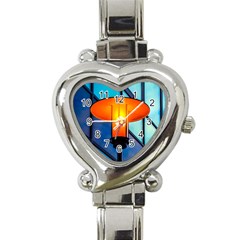 Orange Light Heart Italian Charm Watch by FunnyCow