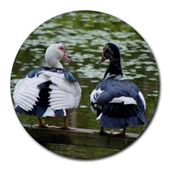 Muscovy Ducks At The Pond Round Mousepads by IIPhotographyAndDesigns