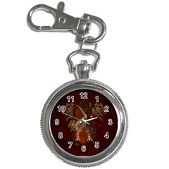 Awesome T Rex Skeleton, Vintage Background Key Chain Watches by FantasyWorld7