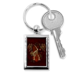 Awesome T Rex Skeleton, Vintage Background Key Chains (rectangle)  by FantasyWorld7