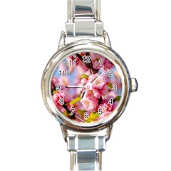 Flowering Almond Flowersg Round Italian Charm Watch by FunnyCow