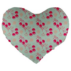 Bubblegum Cherry Large 19  Premium Flano Heart Shape Cushions by snowwhitegirl