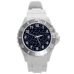 Blue Hearts Round Plastic Sport Watch (l) by snowwhitegirl