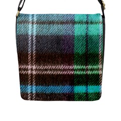 Blue Plaid Flannel Flap Messenger Bag (l)  by snowwhitegirl