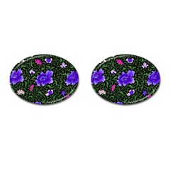 Blue  Japan Floral Cufflinks (oval) by snowwhitegirl