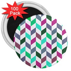 Zigzag Chevron Pattern Aqua Purple 3  Magnets (100 Pack) by snowwhitegirl