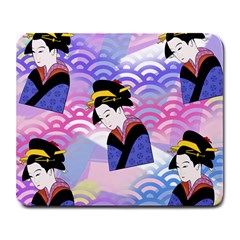 Japanese Abstract Blue Large Mousepads by snowwhitegirl