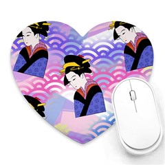 Japanese Abstract Blue Heart Mousepads by snowwhitegirl