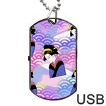 Japanese Abstract Blue Dog Tag USB Flash (One Side) Front