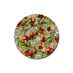 Fruit Blossom Gray Rubber Coaster (round)  by snowwhitegirl