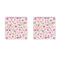 Pink Vintage Flowers Cufflinks (square) by snowwhitegirl