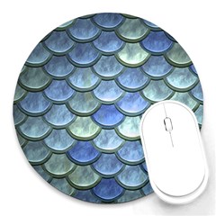 Blue Mermaid Scale Round Mousepads by snowwhitegirl