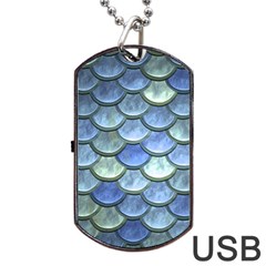 Blue Mermaid Scale Dog Tag Usb Flash (one Side) by snowwhitegirl