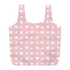 Hearts Dots Pink Full Print Recycle Bag (l) by snowwhitegirl