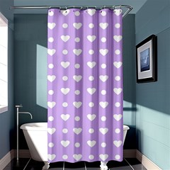 Hearts Dots Purple Shower Curtain 36  X 72  (stall)  by snowwhitegirl