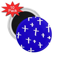 Blue White Cross 2 25  Magnets (10 Pack)  by snowwhitegirl