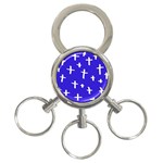 Blue White Cross 3-Ring Key Chains Front